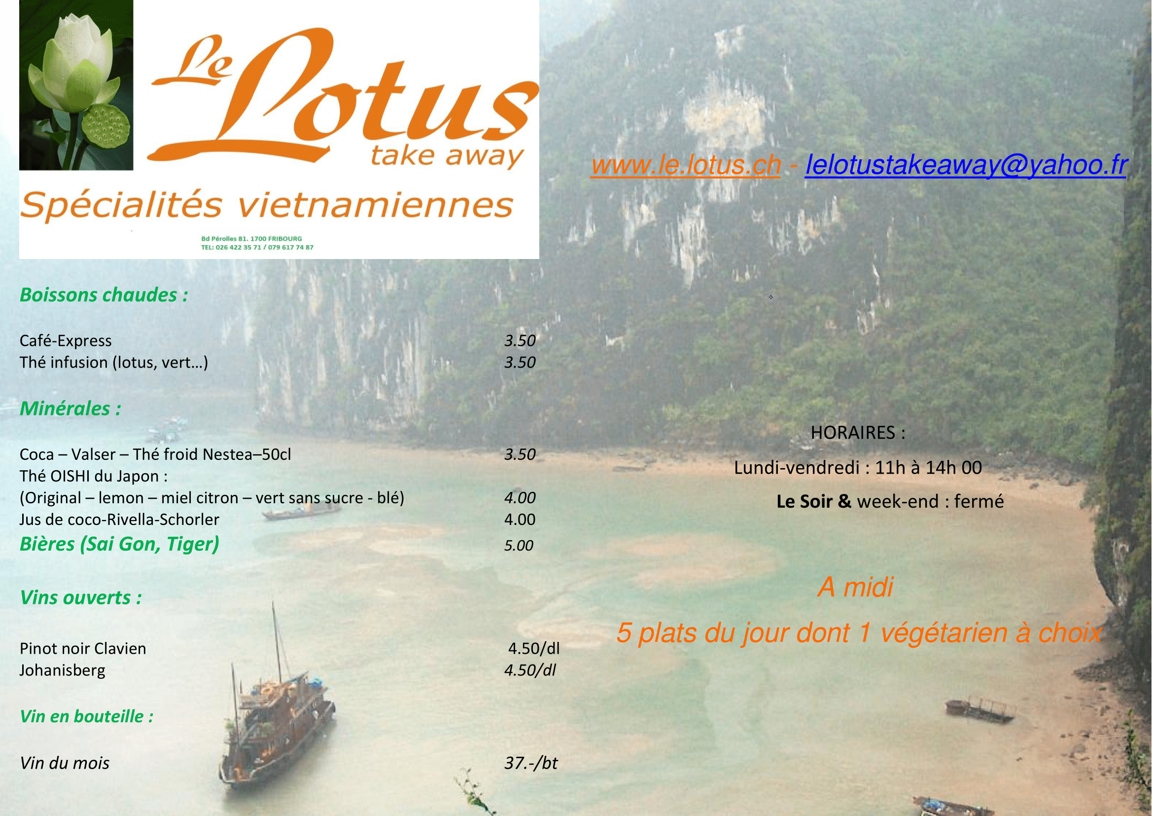 Carte des boissons